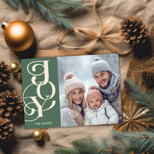 Cartão De Festividades Foto Mínima Verde da Tipografia Elegante de Joy Mo