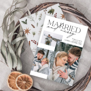 Cartão De Festividades Foto minimalista casada e Feliz nova