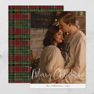 Cartão De Festividades Foto Minimalista de Script Moderno - Natal Verde V