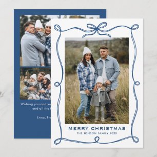 Cartão De Festividades Foto minimalista do Arco de Natal azul Friso 5