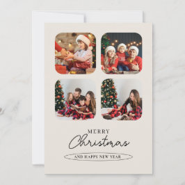 Cartão De Festividades Foto Minimalista Verde Colagem Feliz Natal