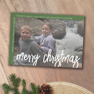 Cartão De Festividades Foto: Mínimo de Borda Branca Moderna Feliz Natal