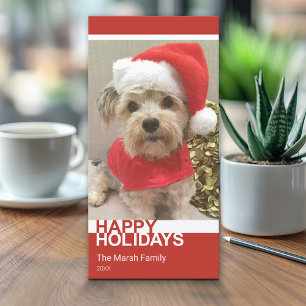 Cartão De Festividades Foto: Modern Color Block Red White Christmas