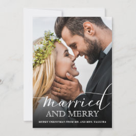 Cartão De Festividades Foto moderna casada e Feliz