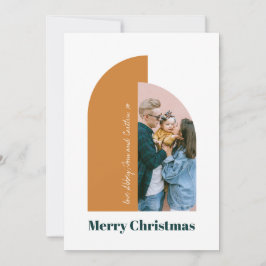 Cartão De Festividades Foto Moderna da Família Feliz Natal Ouro Arco