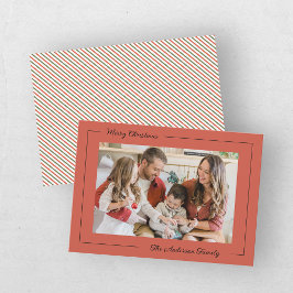 Cartão De Festividades Foto Moderna da Família no Natal Vermelho