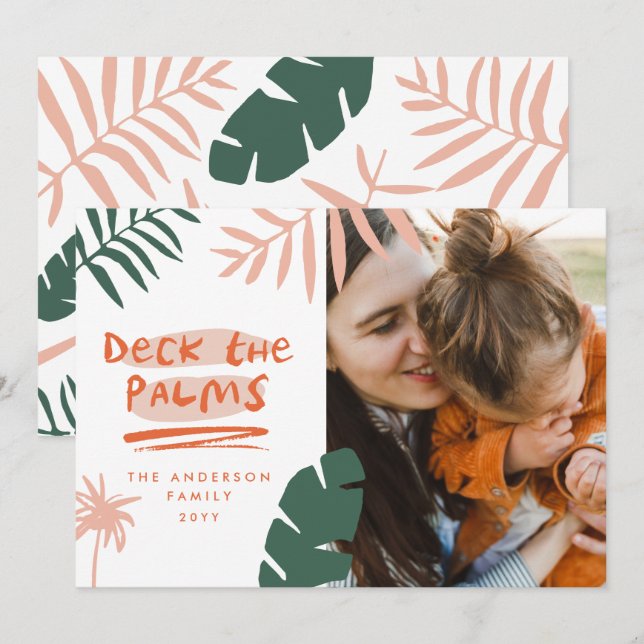 Cartão De Festividades Foto moderna da palmeira tropical de julho (Frente/Verso)