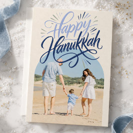Cartão De Festividades Foto Moderna de Família Feliz no Hanukkah