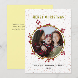 Cartão De Festividades Foto Moderna de Feliz Natal Botânico Manchado