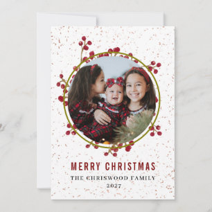Cartão De Festividades Foto Moderna de Feliz Natal Botânico Manchado