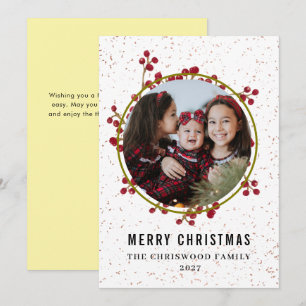 Cartão De Festividades Foto Moderna de Natal Botânico Manchado