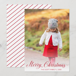 Cartão De Festividades Foto Moderna de Natal com Letra Vermelha Elegante