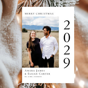 Cartão De Festividades Foto Moderna de Natal em Preto e Branco Feliz Nata