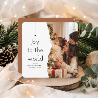 Cartão De Festividades Foto moderna de Natal Joy To The World dividida