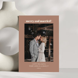 Cartão De Festividades Foto Moderna de Natal Marrom Mocha Alegre Casada