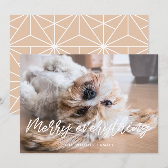 Cartão De Festividades Foto moderna de Natal tudo feliz (Frente/Verso)