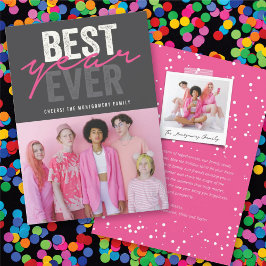 Cartão De Festividades Foto Moderna de Script de Manuscrito de Melhor Ano