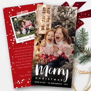 Cartão De Festividades Foto Moderna do Script Pincel de Feliz Natal