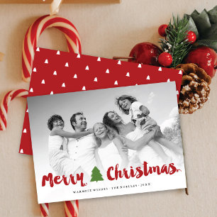 Cartão De Festividades Foto Moderna do Script Pincel de Feliz Natal