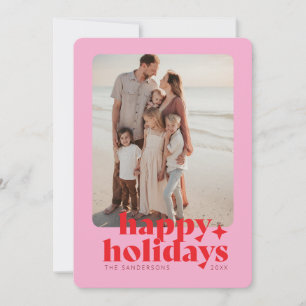 Cartão De Festividades Foto Moderna e Destacada Tipo Gráfico Rosa e Verme