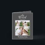 Cartão De Festividades Foto moderna e mínima abençoada do natal rustic 3<br><div class="desc">O moderno e mínimo cartão de feriado de na moda multi-fotos mais feliz de Natal. Com texto desenhado à mão moderno e árvores. A cor mais recuada pode ser personalizada. na moda simples e moderno de Natal.</div>