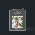 Cartão De Festividades Foto moderna e mínima abençoada do natal rustic 3<br><div class="desc">O moderno e mínimo cartão de feriado de na moda multi-fotos mais feliz de Natal. Com texto desenhado à mão moderno e árvores. A cor mais recuada pode ser personalizada. na moda simples e moderno de Natal.</div>