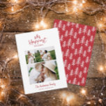 Cartão De Festividades Foto moderna e mínima de Natal<br><div class="desc">Cartão de Natal rústico e moderno de na moda multifotografia. Com texto desenhado à mão moderno e árvores. A cor do backer pode ser personalizada.</div>