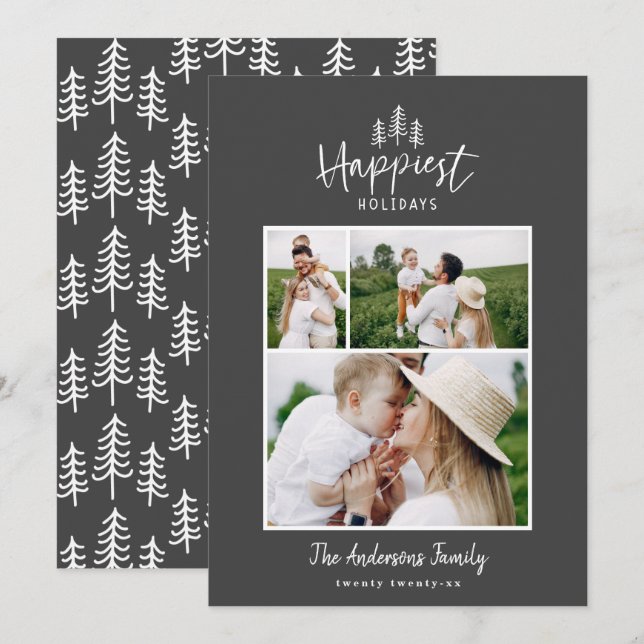 Cartão De Festividades Foto moderna e mínima de Natal (Frente/Verso)