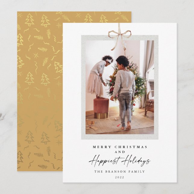 Cartão De Festividades Foto Moderna Feliz Natal Feliz (Frente/Verso)