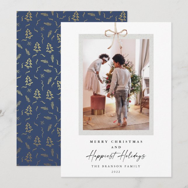 Cartão De Festividades Foto Moderna Feliz Natal Feliz (Frente/Verso)