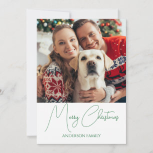 Cartão De Festividades Foto Moderno Natal Feliz com Letra Verde
