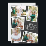 Cartão De Festividades Foto multi-russa de Natal moderna<br><div class="desc">Cartão de Natal rústico moderno de na moda 5. Com texto desenhado à mão moderno e árvores.</div>