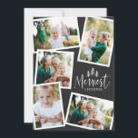 Cartão De Festividades Foto multi-russa de Natal moderna<br><div class="desc">Cartão de Natal rústico moderno de na moda 5. Com texto desenhado à mão moderno e árvores.</div>