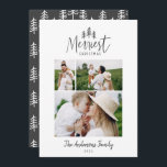 Cartão De Festividades Foto multi-russa de Natal moderna<br><div class="desc">Cartão de Natal rústico e moderno de na moda multifotografia. Com texto desenhado à mão moderno e árvores. A cor do backer pode ser personalizada.</div>