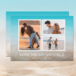 Cartão De Festividades Foto Múltipla de Natal em Praia Tropical