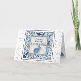 Cartão De Festividades Foto Namorados Coelho Azul Coelho Coelho Vintage D