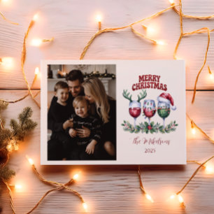 Cartão De Festividades Foto Natal Alegre Vinho