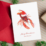 Cartão De Festividades Foto natalícia festiva Cajun<br><div class="desc">Ilustração natalícia festiva de uma lagosta vestindo um chapéu de Santa vermelho.</div>