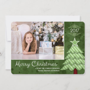 Cartão De Festividades Foto/nome/data personalizada da Árvore de Natal M