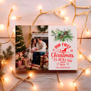 Cartão De Festividades Foto Nosso Primeiro Natal como Mãe e Pai