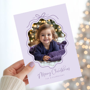 Cartão De Festividades Foto Ondulada Roxo Pastel Lavanda