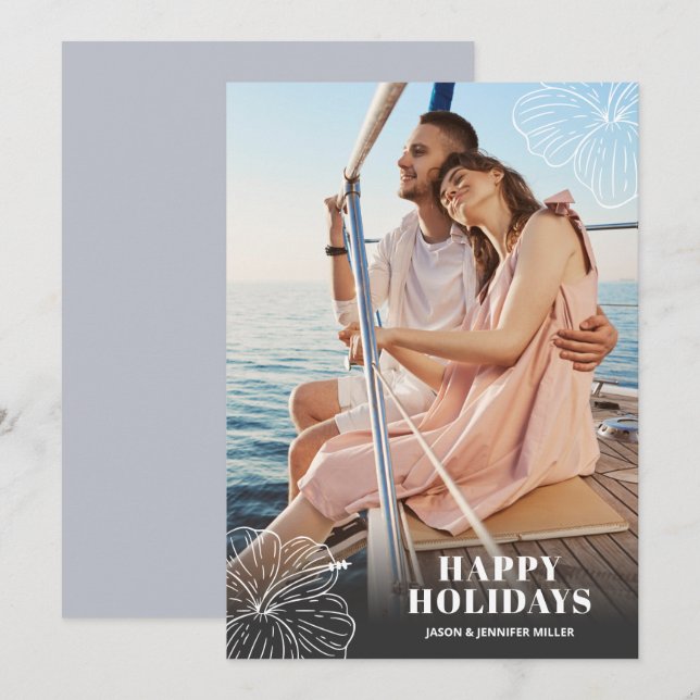 Cartão De Festividades Foto oral oral tropical havaiana branca (Frente/Verso)