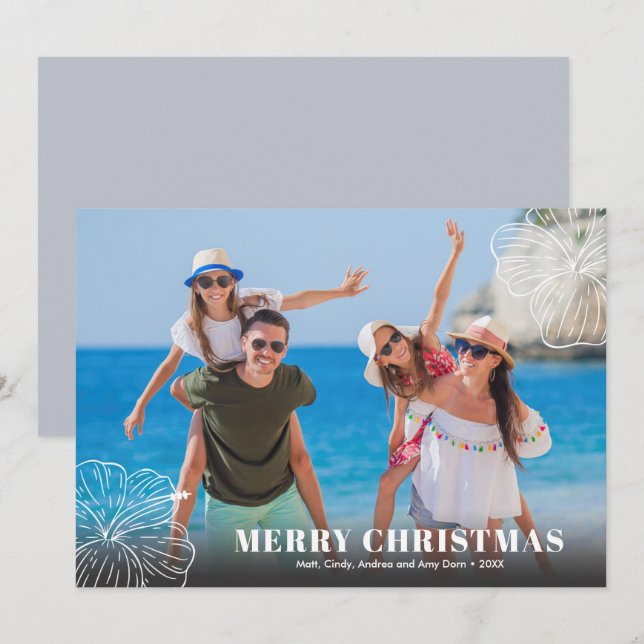 Cartão De Festividades Foto oral oral tropical havaiana branca (Frente/Verso)