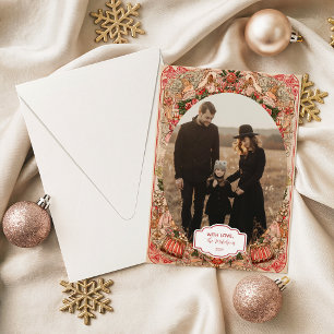Cartão De Festividades Foto Ornamentação Botânica Elegante Natal