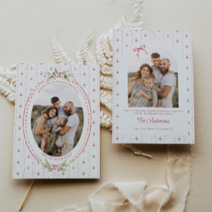 Cartão De Festividades Foto Oval de Vegetação Grandmillennial em Aquarela