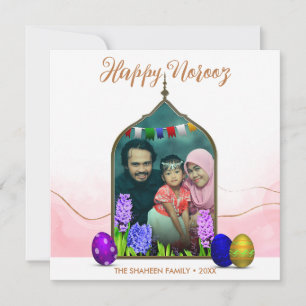 Cartão De Festividades Foto: Pastel Pink Flower Colorful Egg Happy Noroz