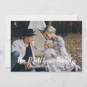 Cartão De Festividades Foto personalizada com nome da família para o feri