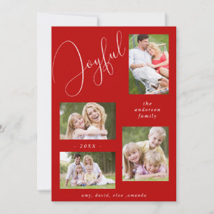 Cartão De Festividades Foto personalizada com script chic em vermelho ale