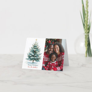 Cartão De Festividades Foto Personalizada da Árvore de Natal Elegante Wat