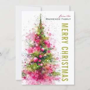 Cartão De Festividades Foto Personalizada da Árvore de Natal Moderna Abst